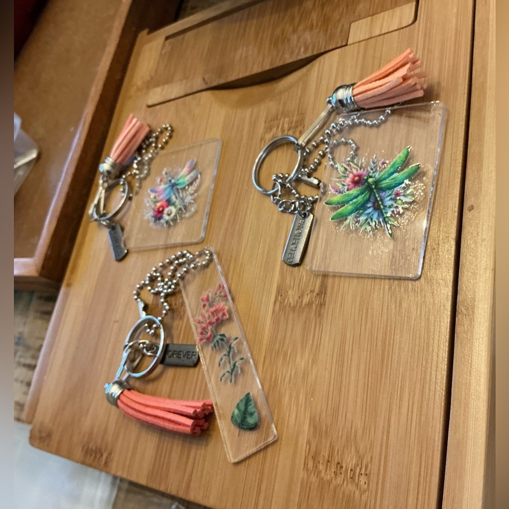 Set of 3 handmade rearview mirror hangars.  Chain is 10”